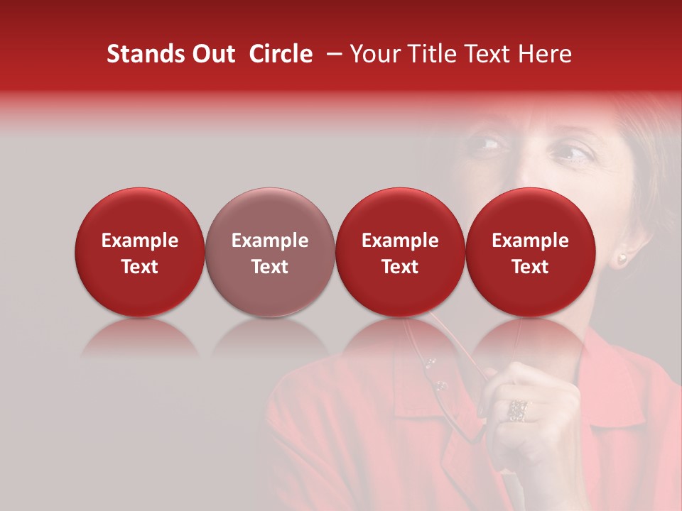 Mid  Woman Holding Glasses And Looking Sidewards PowerPoint Template