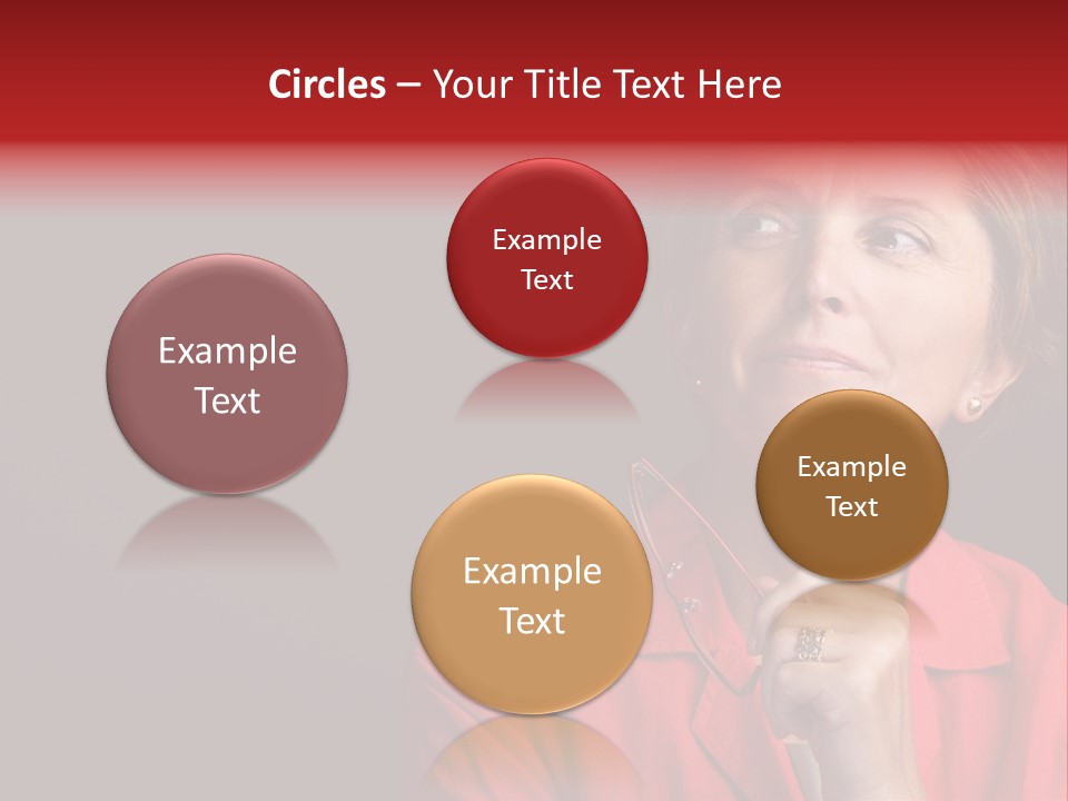 Mid  Woman Holding Glasses And Looking Sidewards PowerPoint Template