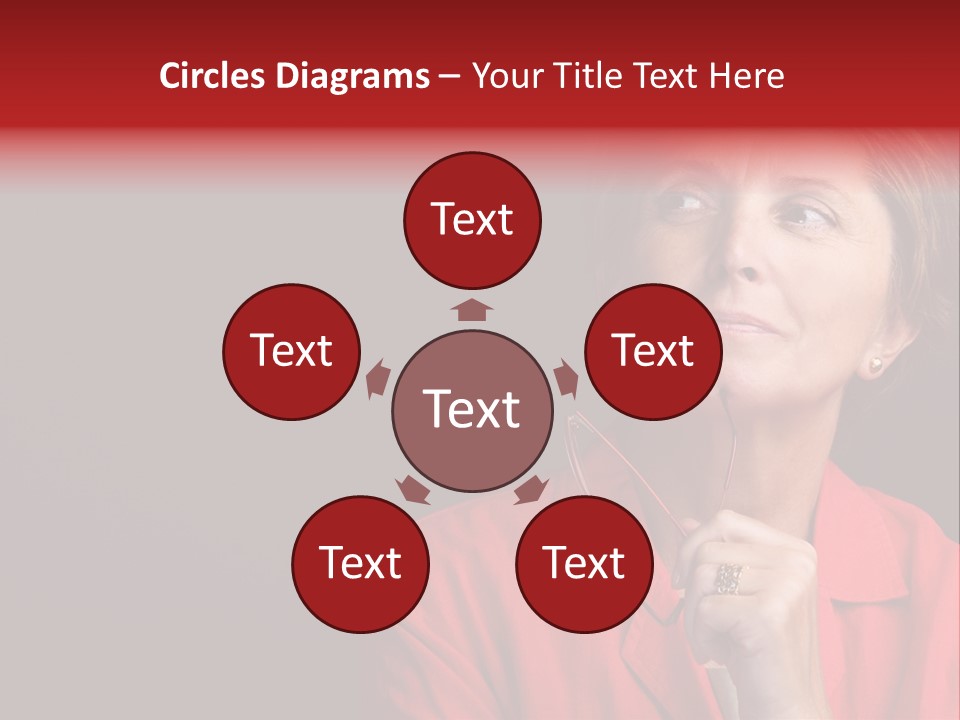 Mid  Woman Holding Glasses And Looking Sidewards PowerPoint Template