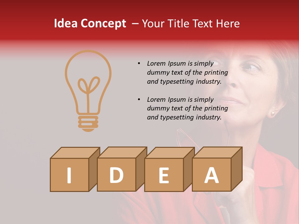 Mid  Woman Holding Glasses And Looking Sidewards PowerPoint Template