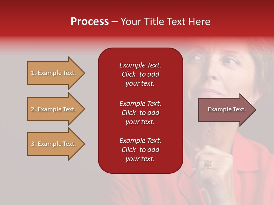 Mid  Woman Holding Glasses And Looking Sidewards PowerPoint Template