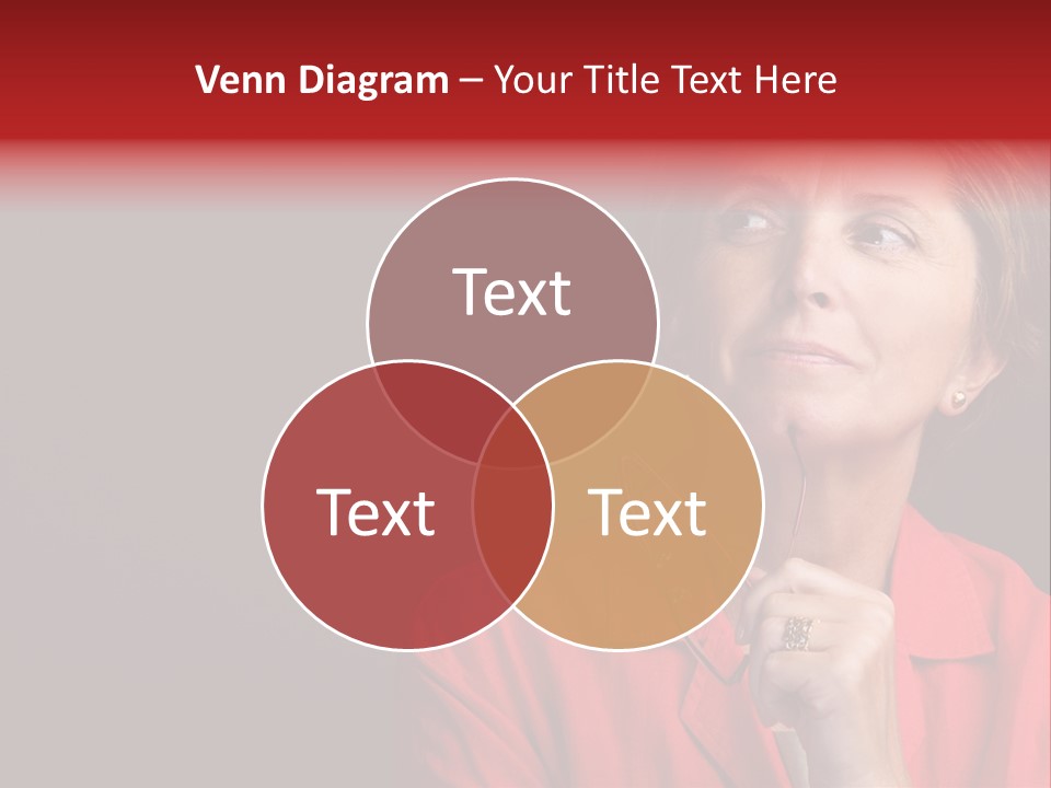 Mid  Woman Holding Glasses And Looking Sidewards PowerPoint Template