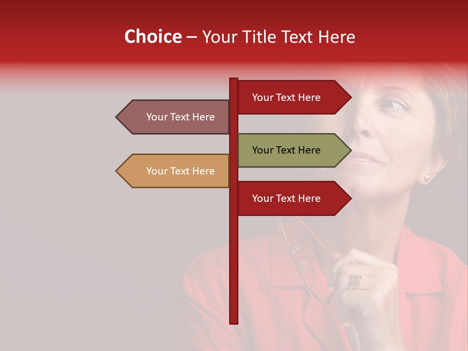 Mid  Woman Holding Glasses And Looking Sidewards PowerPoint Template