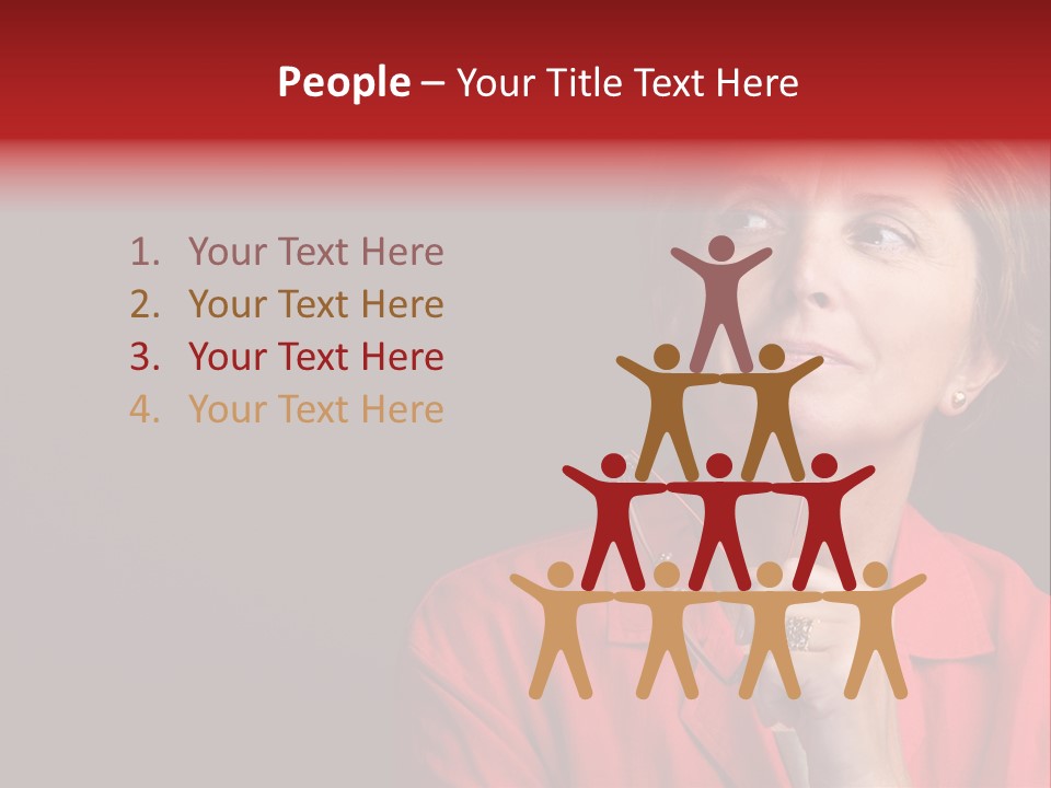 Mid  Woman Holding Glasses And Looking Sidewards PowerPoint Template