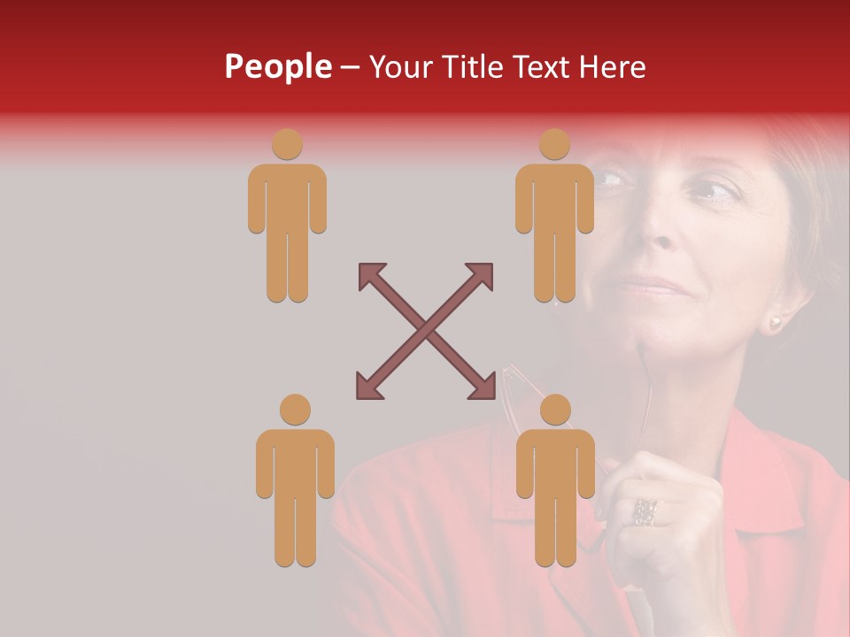 Mid  Woman Holding Glasses And Looking Sidewards PowerPoint Template