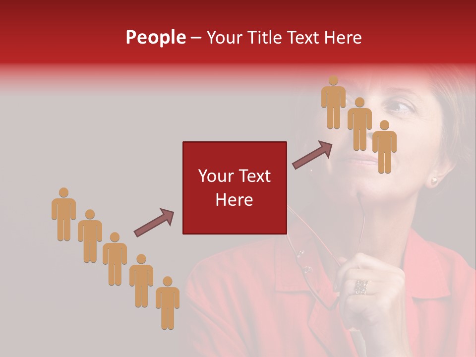 Mid  Woman Holding Glasses And Looking Sidewards PowerPoint Template