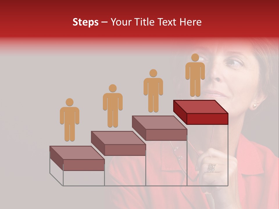 Mid  Woman Holding Glasses And Looking Sidewards PowerPoint Template