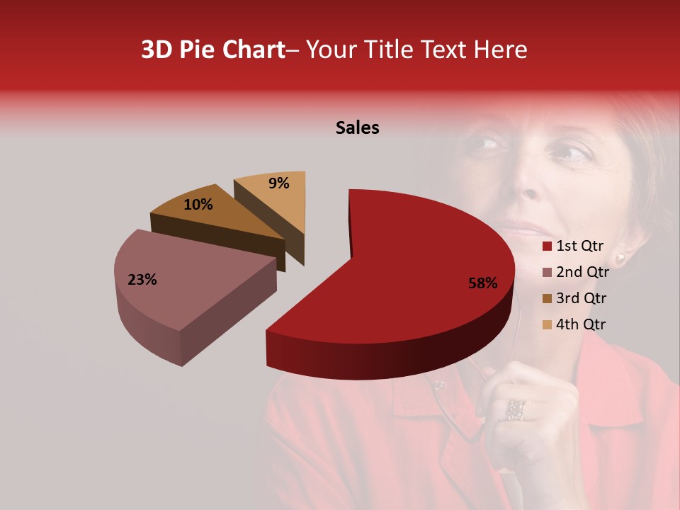 Mid  Woman Holding Glasses And Looking Sidewards PowerPoint Template