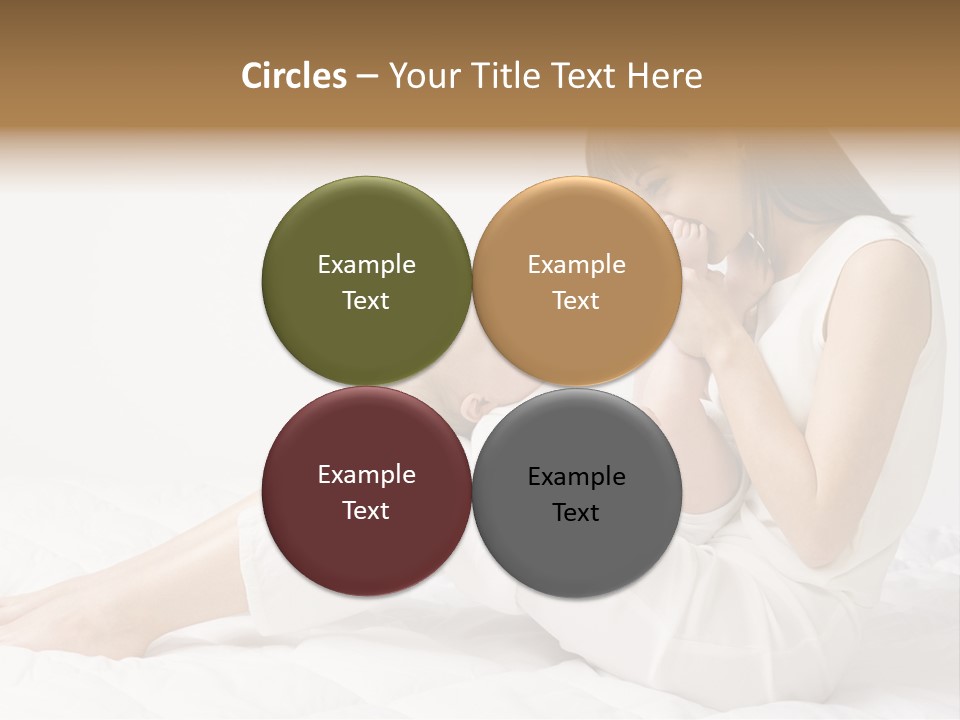 Young Mother With Baby Boy. Sitting On White Cloth And Having Fun. Whole Bodys, Side View PowerPoint Template