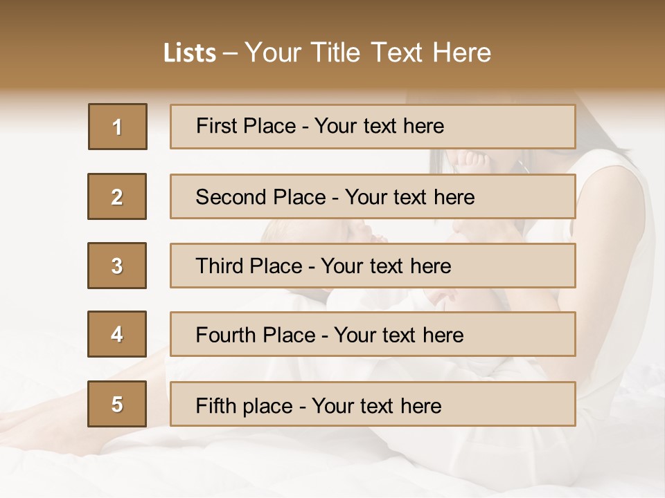 Young Mother With Baby Boy. Sitting On White Cloth And Having Fun. Whole Bodys, Side View PowerPoint Template