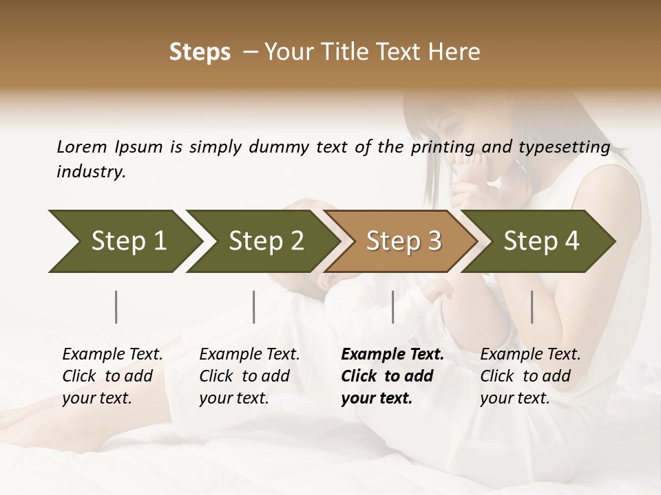 Young Mother With Baby Boy. Sitting On White Cloth And Having Fun. Whole Bodys, Side View PowerPoint Template