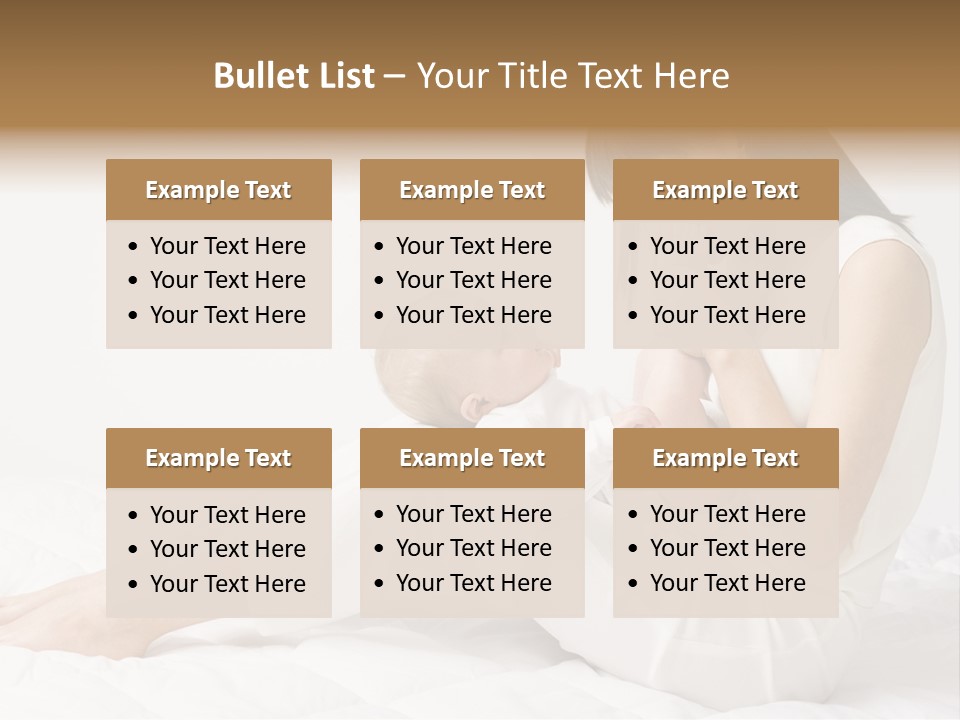 Young Mother With Baby Boy. Sitting On White Cloth And Having Fun. Whole Bodys, Side View PowerPoint Template