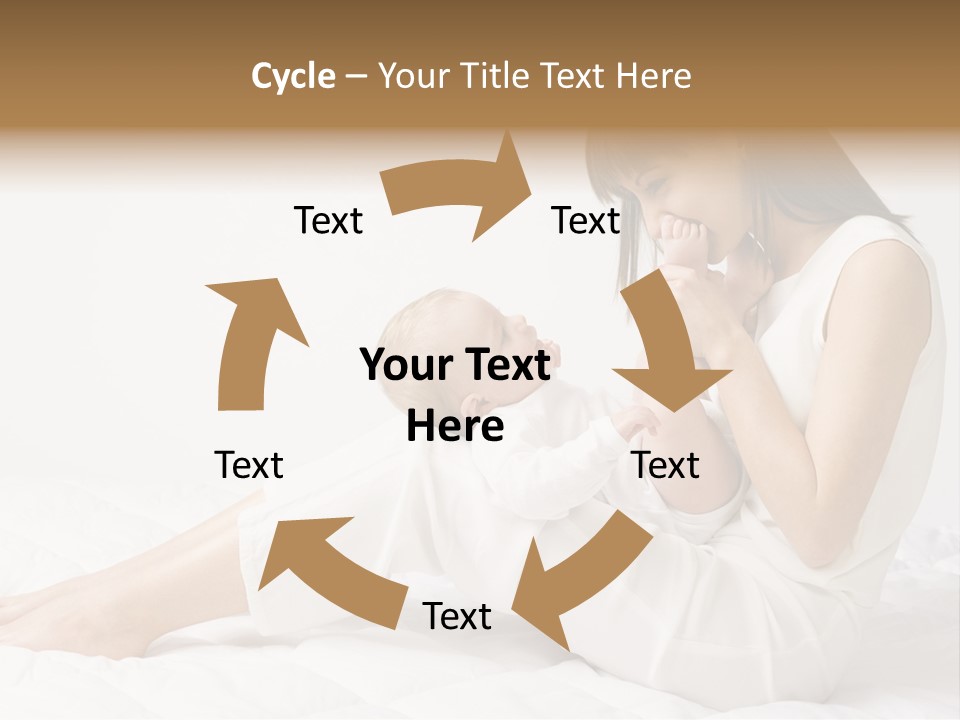 Young Mother With Baby Boy. Sitting On White Cloth And Having Fun. Whole Bodys, Side View PowerPoint Template