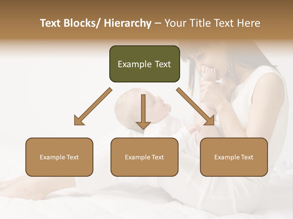 Young Mother With Baby Boy. Sitting On White Cloth And Having Fun. Whole Bodys, Side View PowerPoint Template