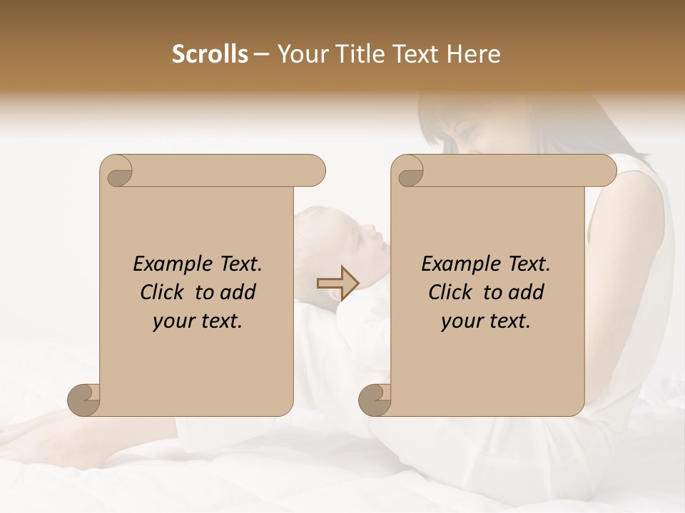 Young Mother With Baby Boy. Sitting On White Cloth And Having Fun. Whole Bodys, Side View PowerPoint Template