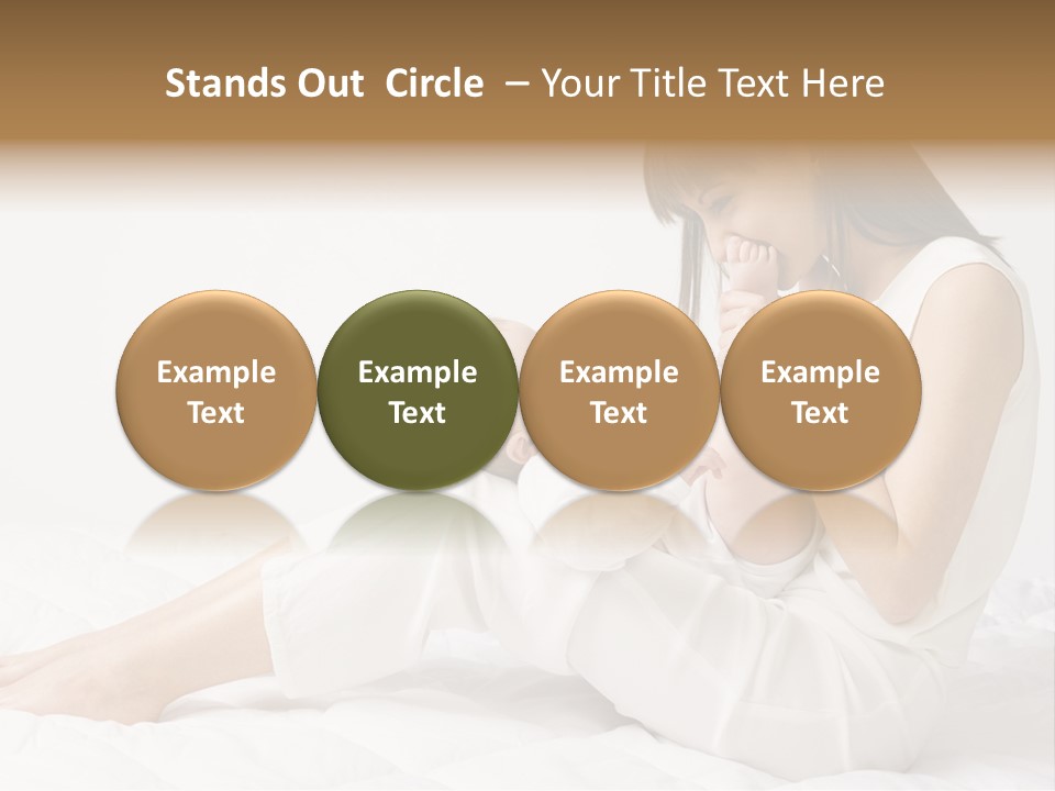 Young Mother With Baby Boy. Sitting On White Cloth And Having Fun. Whole Bodys, Side View PowerPoint Template