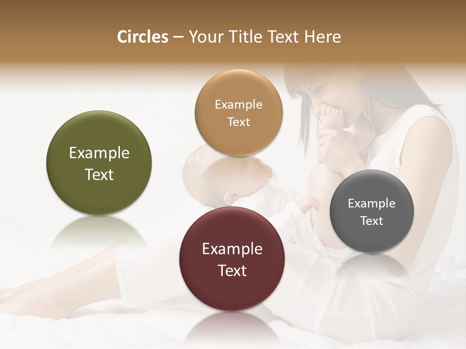 Young Mother With Baby Boy. Sitting On White Cloth And Having Fun. Whole Bodys, Side View PowerPoint Template