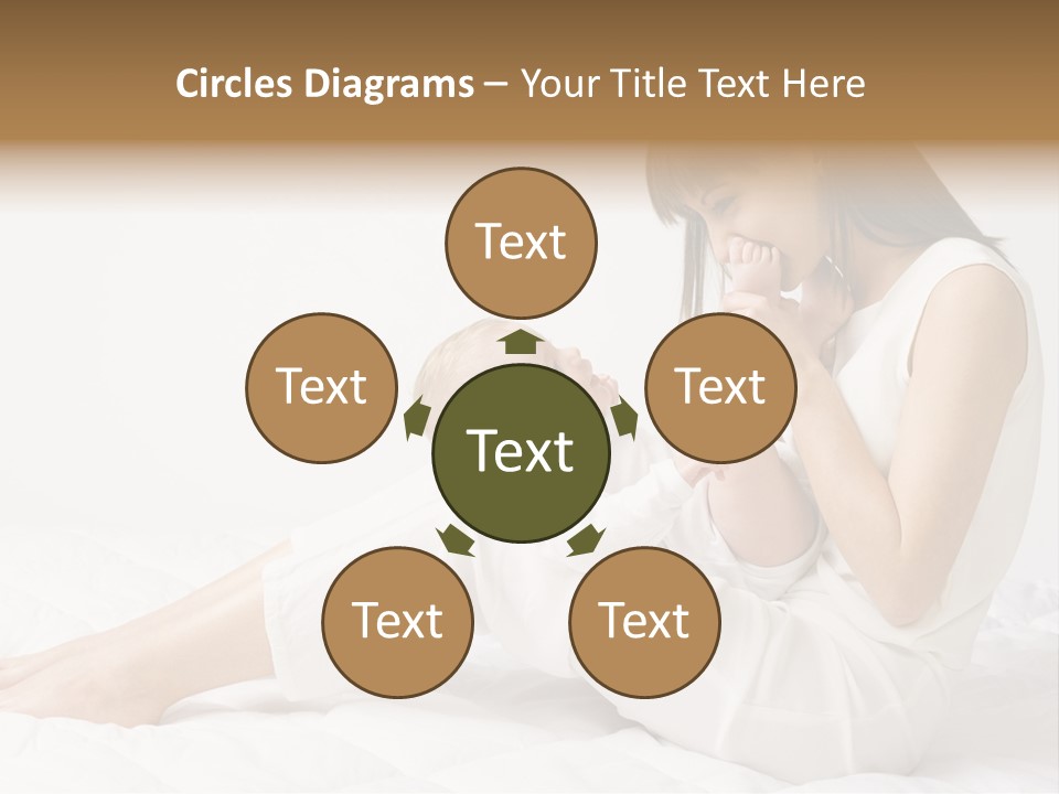 Young Mother With Baby Boy. Sitting On White Cloth And Having Fun. Whole Bodys, Side View PowerPoint Template