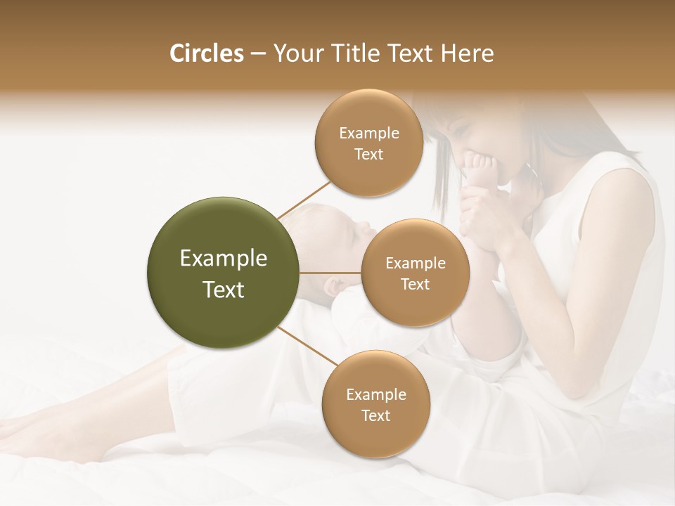 Young Mother With Baby Boy. Sitting On White Cloth And Having Fun. Whole Bodys, Side View PowerPoint Template