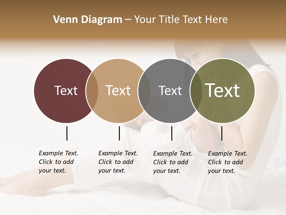 Young Mother With Baby Boy. Sitting On White Cloth And Having Fun. Whole Bodys, Side View PowerPoint Template