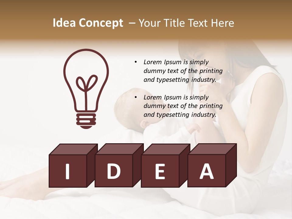 Young Mother With Baby Boy. Sitting On White Cloth And Having Fun. Whole Bodys, Side View PowerPoint Template