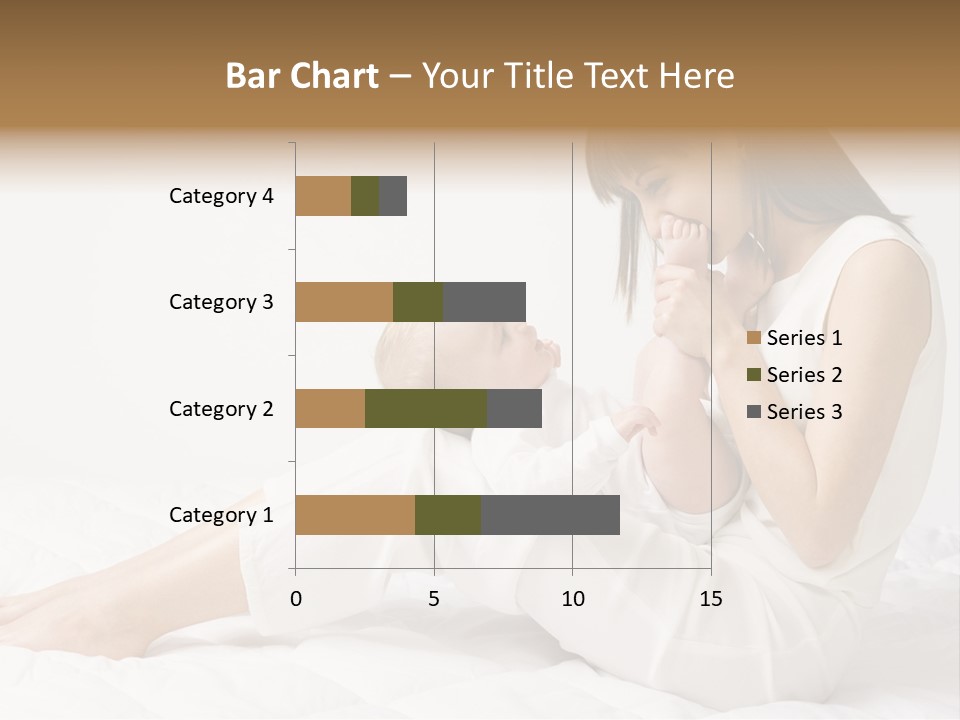 Young Mother With Baby Boy. Sitting On White Cloth And Having Fun. Whole Bodys, Side View PowerPoint Template