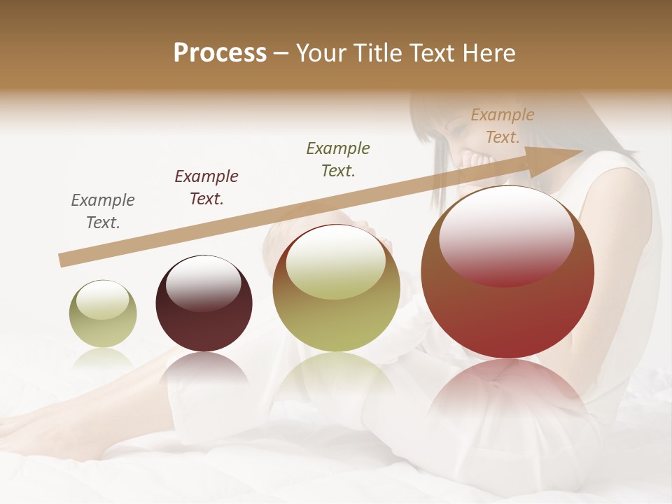 Young Mother With Baby Boy. Sitting On White Cloth And Having Fun. Whole Bodys, Side View PowerPoint Template