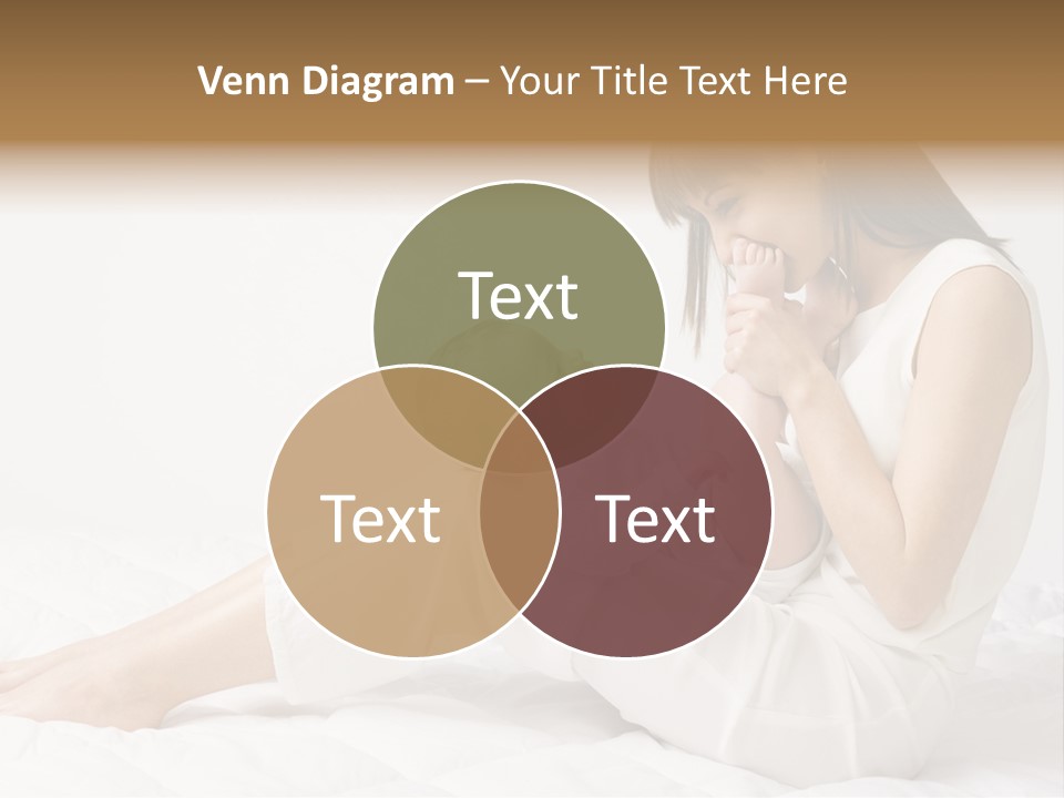 Young Mother With Baby Boy. Sitting On White Cloth And Having Fun. Whole Bodys, Side View PowerPoint Template