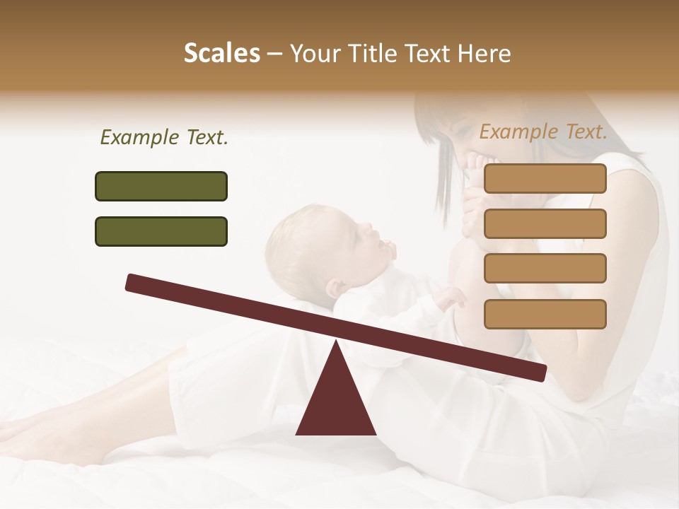 Young Mother With Baby Boy. Sitting On White Cloth And Having Fun. Whole Bodys, Side View PowerPoint Template