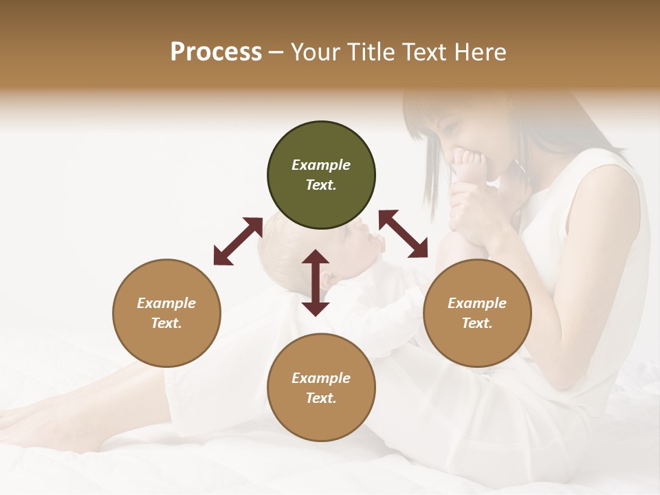 Young Mother With Baby Boy. Sitting On White Cloth And Having Fun. Whole Bodys, Side View PowerPoint Template