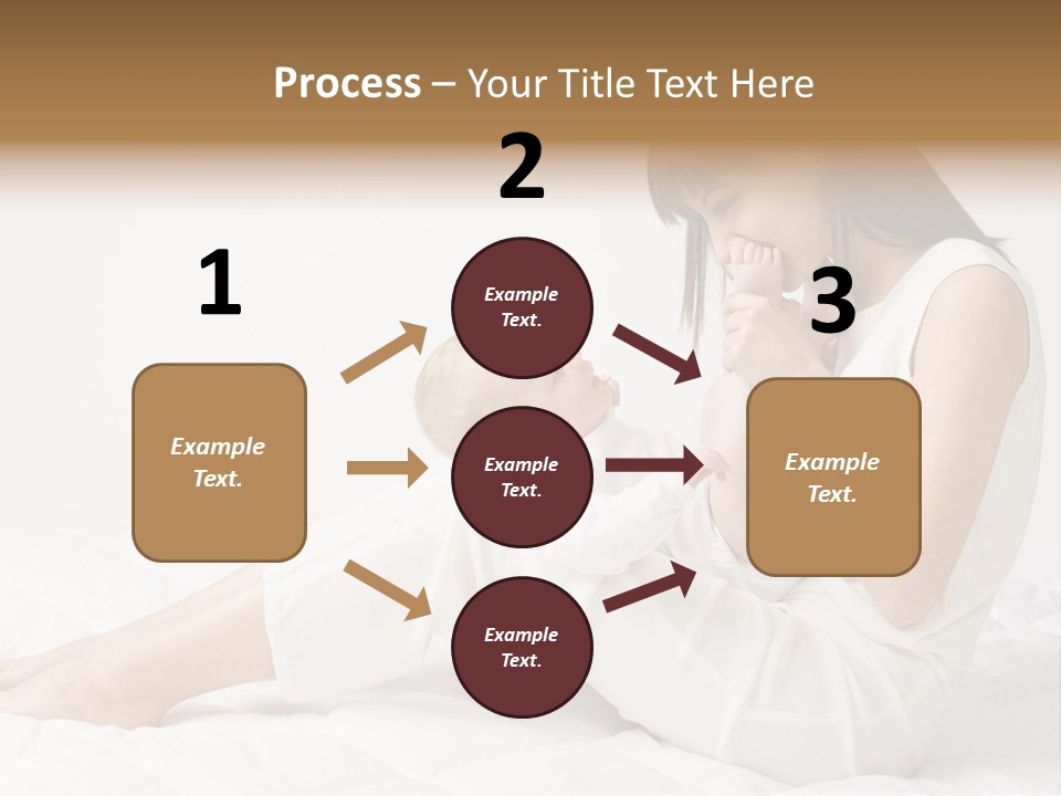 Young Mother With Baby Boy. Sitting On White Cloth And Having Fun. Whole Bodys, Side View PowerPoint Template