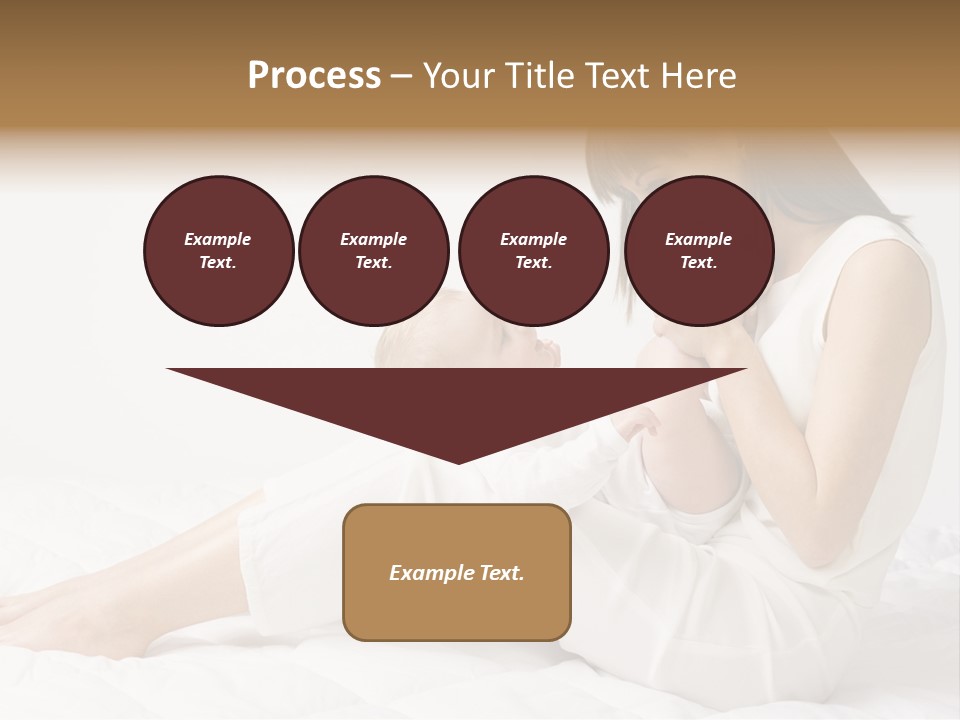 Young Mother With Baby Boy. Sitting On White Cloth And Having Fun. Whole Bodys, Side View PowerPoint Template