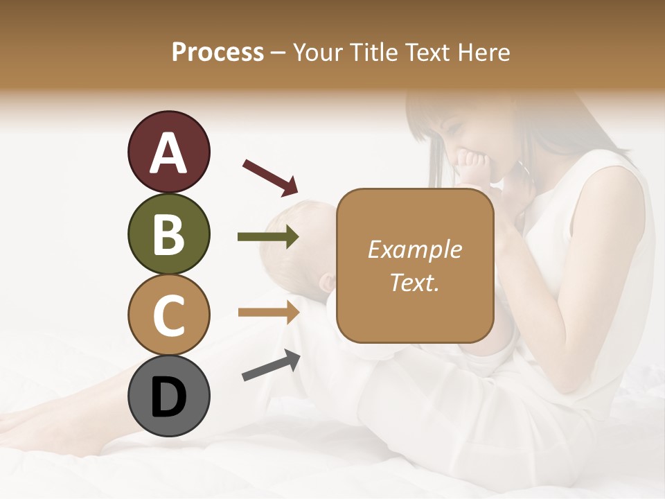 Young Mother With Baby Boy. Sitting On White Cloth And Having Fun. Whole Bodys, Side View PowerPoint Template