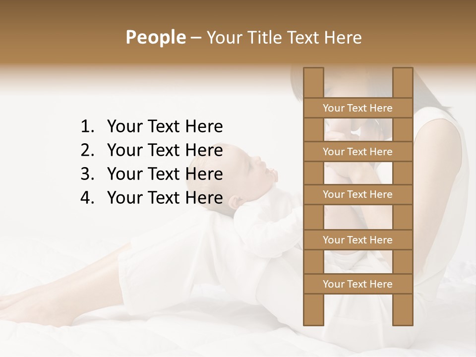 Young Mother With Baby Boy. Sitting On White Cloth And Having Fun. Whole Bodys, Side View PowerPoint Template