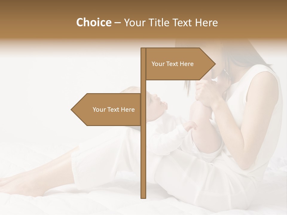 Young Mother With Baby Boy. Sitting On White Cloth And Having Fun. Whole Bodys, Side View PowerPoint Template