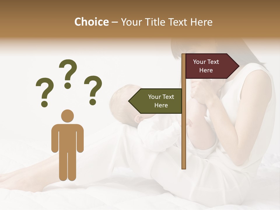 Young Mother With Baby Boy. Sitting On White Cloth And Having Fun. Whole Bodys, Side View PowerPoint Template