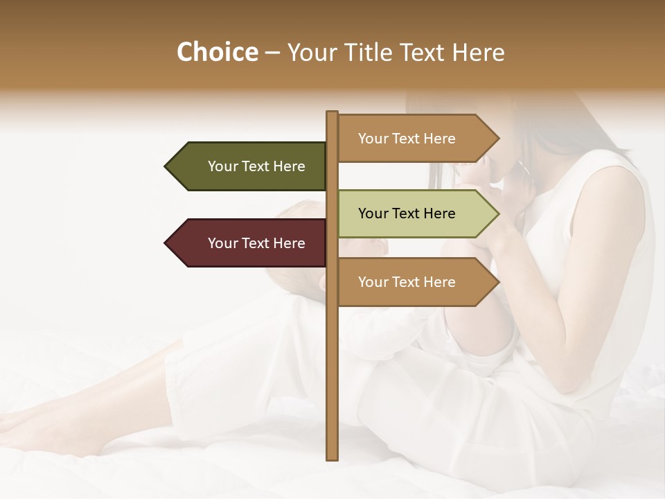 Young Mother With Baby Boy. Sitting On White Cloth And Having Fun. Whole Bodys, Side View PowerPoint Template