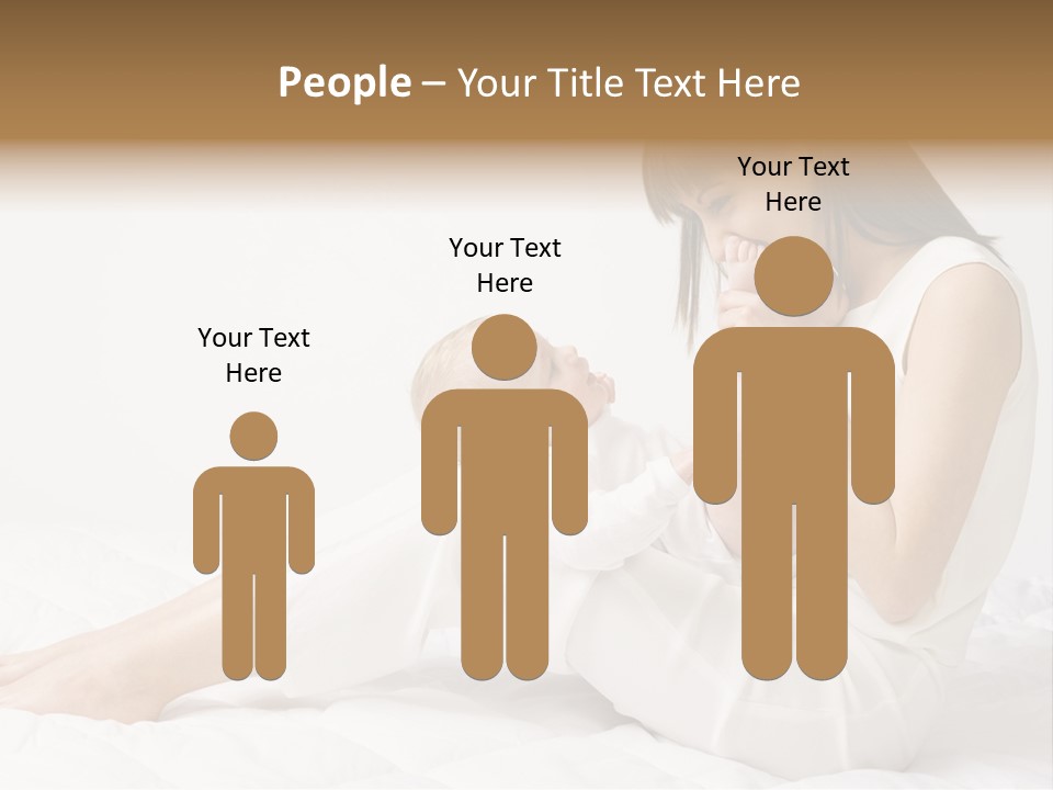 Young Mother With Baby Boy. Sitting On White Cloth And Having Fun. Whole Bodys, Side View PowerPoint Template