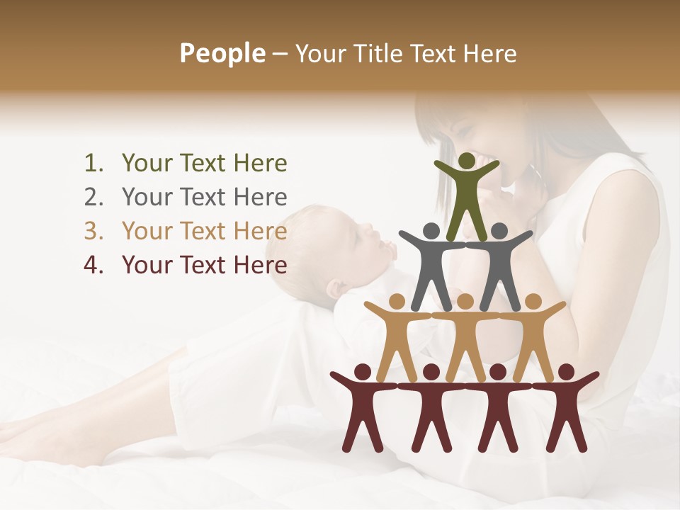 Young Mother With Baby Boy. Sitting On White Cloth And Having Fun. Whole Bodys, Side View PowerPoint Template