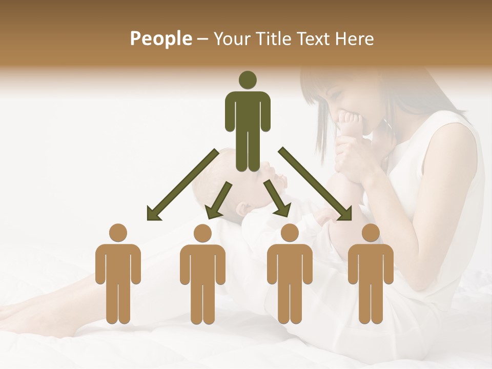 Young Mother With Baby Boy. Sitting On White Cloth And Having Fun. Whole Bodys, Side View PowerPoint Template