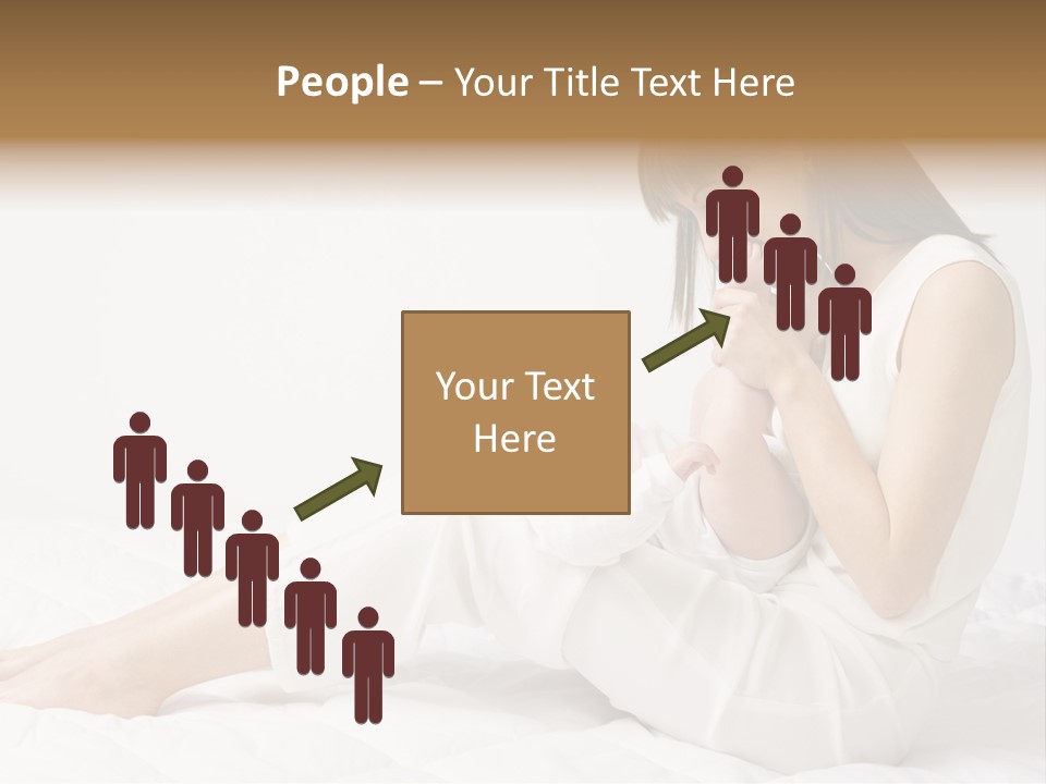 Young Mother With Baby Boy. Sitting On White Cloth And Having Fun. Whole Bodys, Side View PowerPoint Template