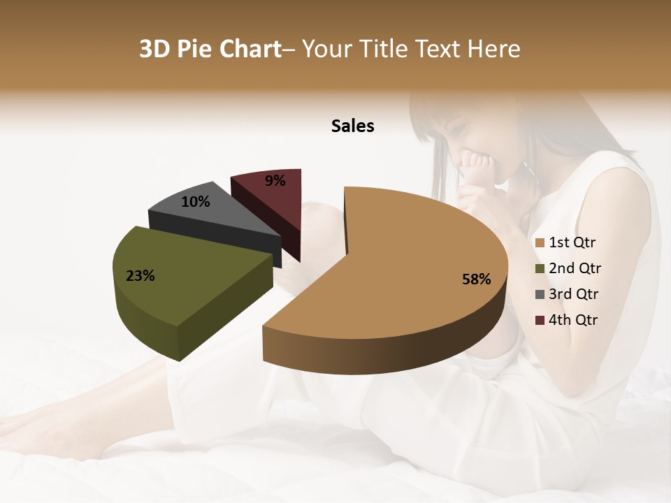 Young Mother With Baby Boy. Sitting On White Cloth And Having Fun. Whole Bodys, Side View PowerPoint Template