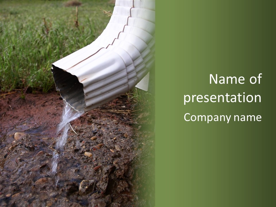 Rain Gutter Draining Water Away From A Residence PowerPoint Template