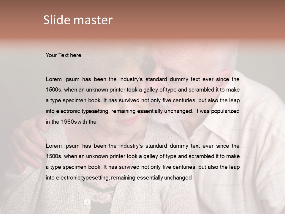 A Senior Man And Wife Deeply In Love. She Is Upset And He Is Comforting Her. PowerPoint Template