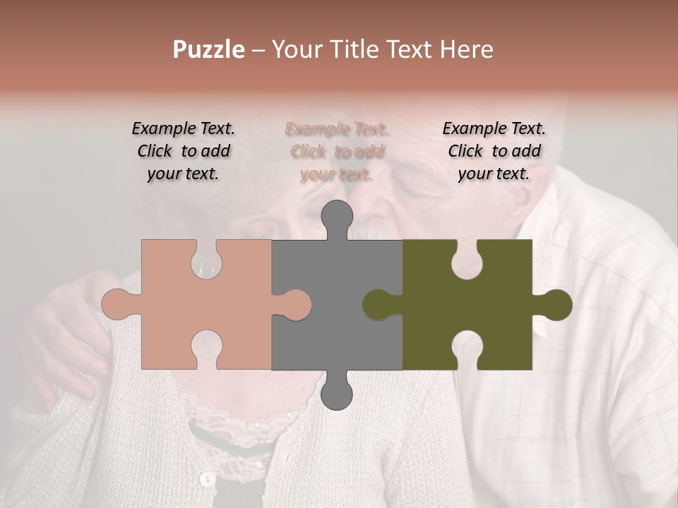 A Senior Man And Wife Deeply In Love. She Is Upset And He Is Comforting Her. PowerPoint Template