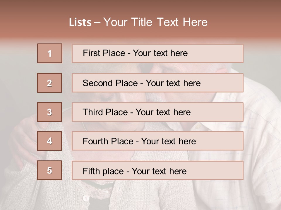 A Senior Man And Wife Deeply In Love. She Is Upset And He Is Comforting Her. PowerPoint Template