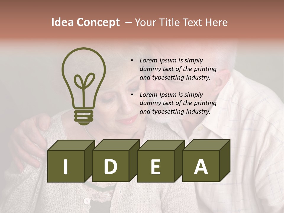 A Senior Man And Wife Deeply In Love. She Is Upset And He Is Comforting Her. PowerPoint Template