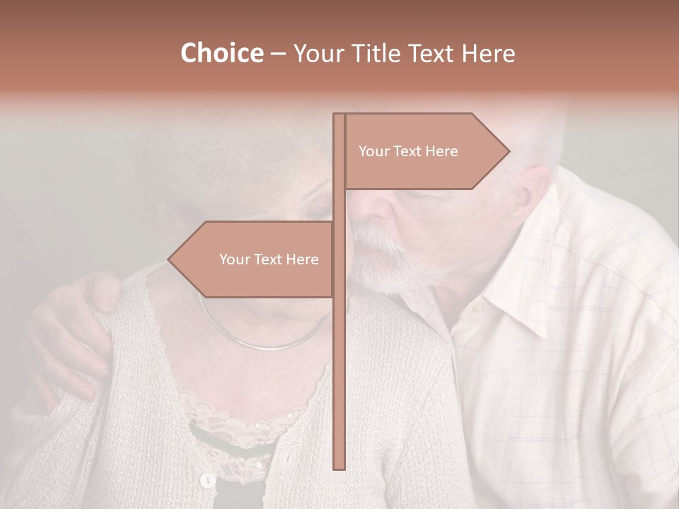 A Senior Man And Wife Deeply In Love. She Is Upset And He Is Comforting Her. PowerPoint Template