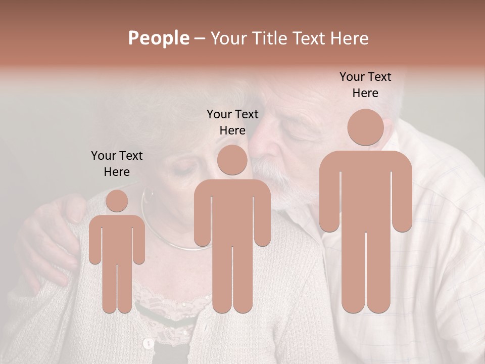 A Senior Man And Wife Deeply In Love. She Is Upset And He Is Comforting Her. PowerPoint Template