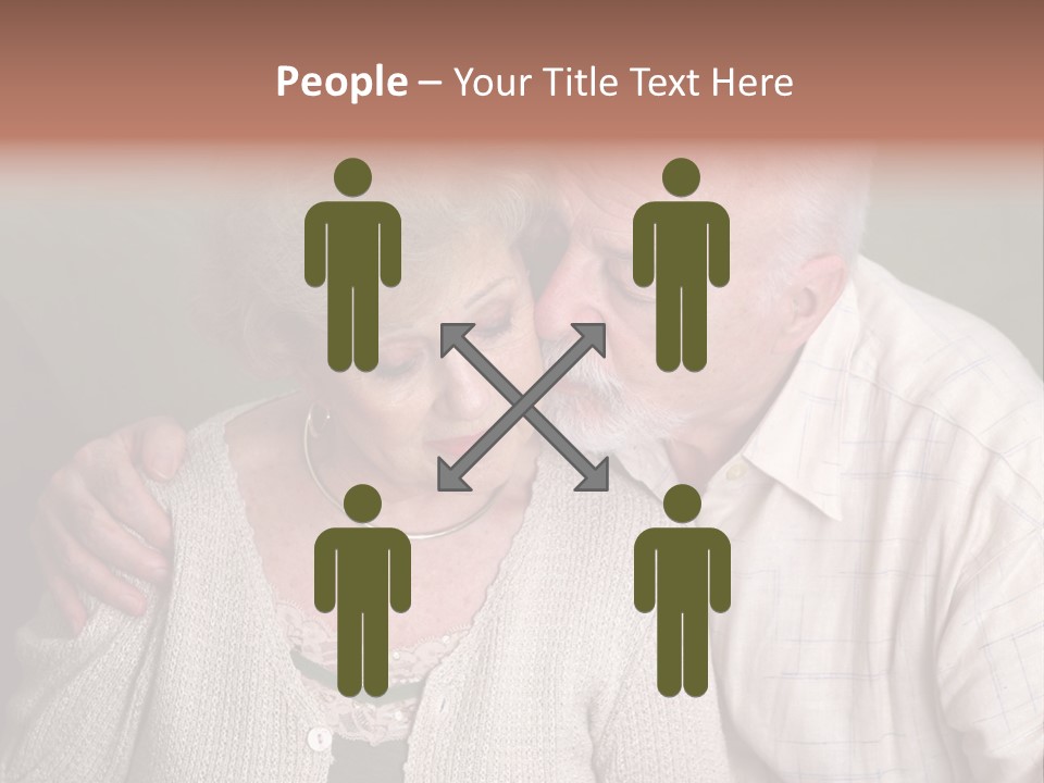 A Senior Man And Wife Deeply In Love. She Is Upset And He Is Comforting Her. PowerPoint Template